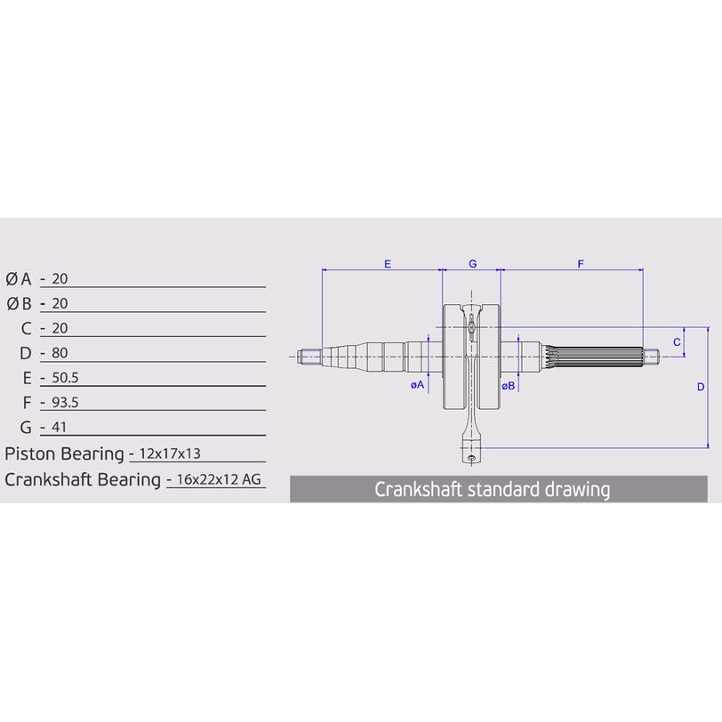 Albero Motore Standard Corsa e Spinotto Ø 12 mm come Originale