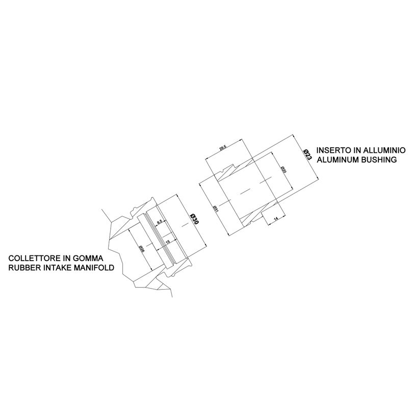 Intake Manifold for Carburetor with 30–31 mm Flexible Mount / 23 mm Rigid Mount
