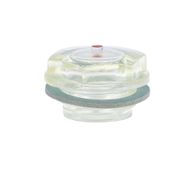 Plastic oil sight window with flat fiber seal