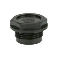 Plastic screw plug with flat fiber seal