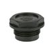 Plastic screw plug with flat fiber seal
