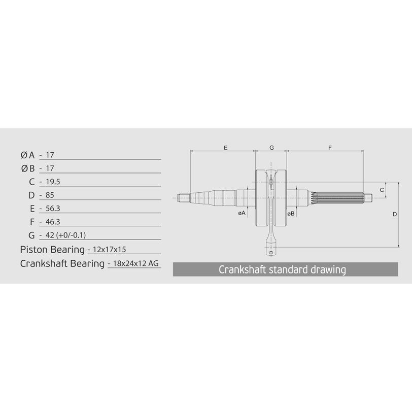 Racing Crankshaft, Pin Ø 12 mm