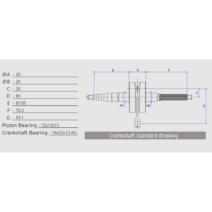 Racing Crankshaft, Pin Ø 12 mm