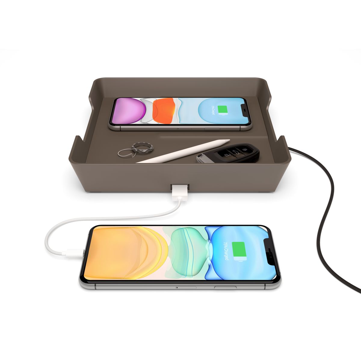 Wireless Charging Valet Tray with 10W Fast Charging and Extra USBA Port Athena